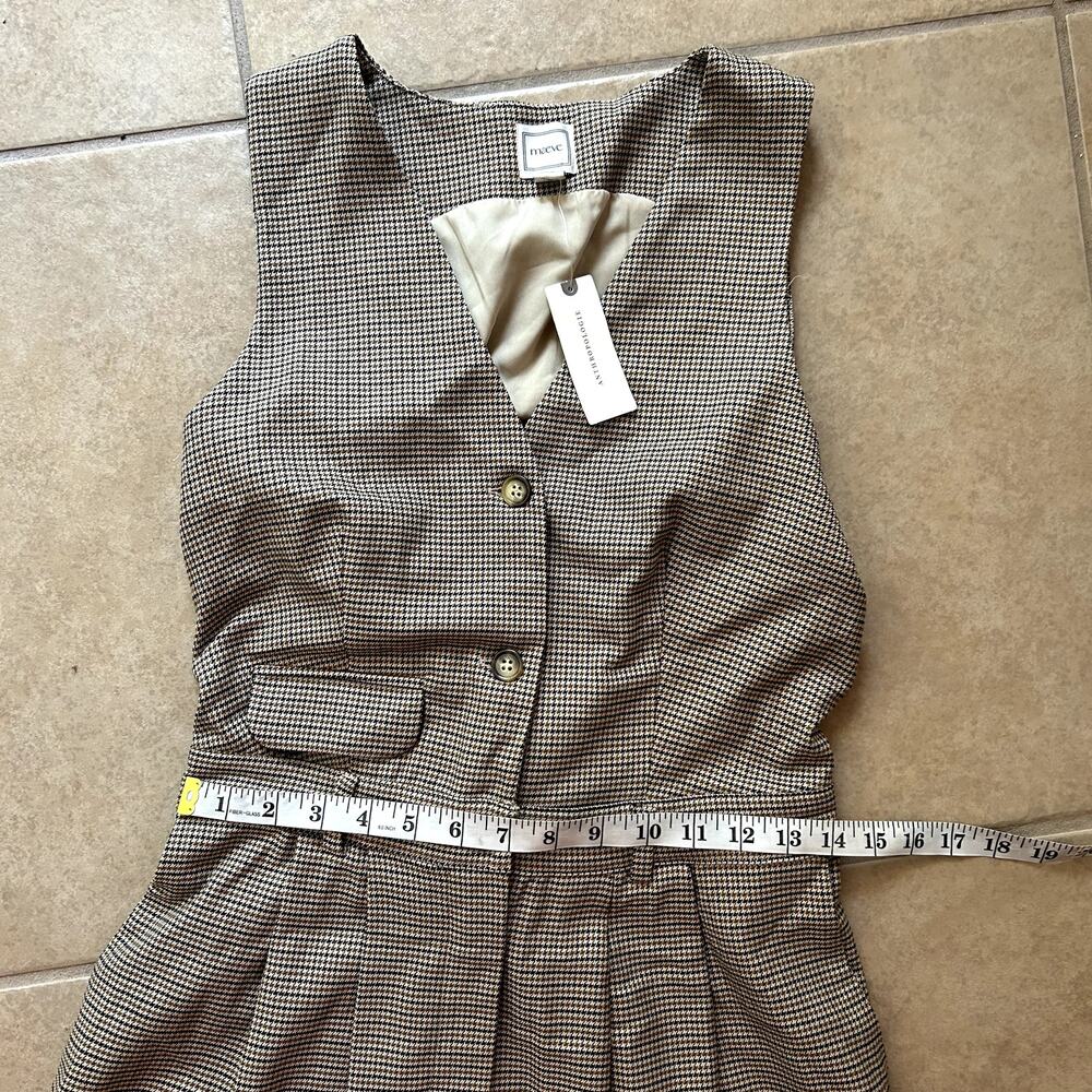 Maeve Athropologie Vest Gingham Avery Wide Leg Pleated Jumpsuit Size 6 Tall - Picture 9 of 10